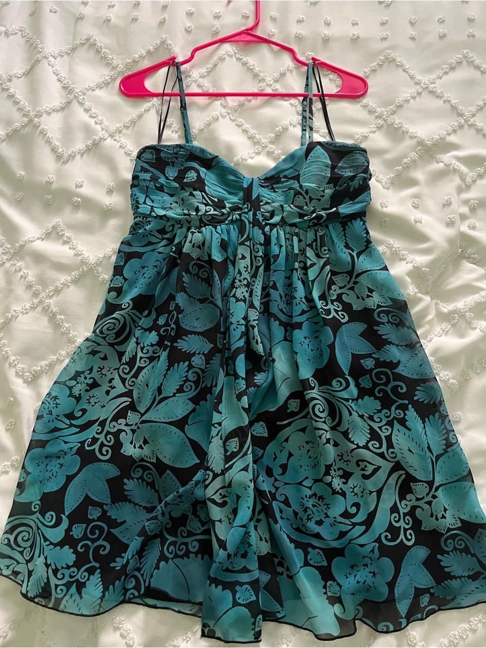 Express Women’s Teal Floral Babydoll Dress